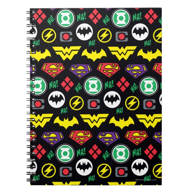 Chibi Justice League Logo Pattern Notebook (Front)