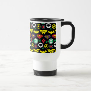 Chibi Justice League Logo Pattern Travel Mug