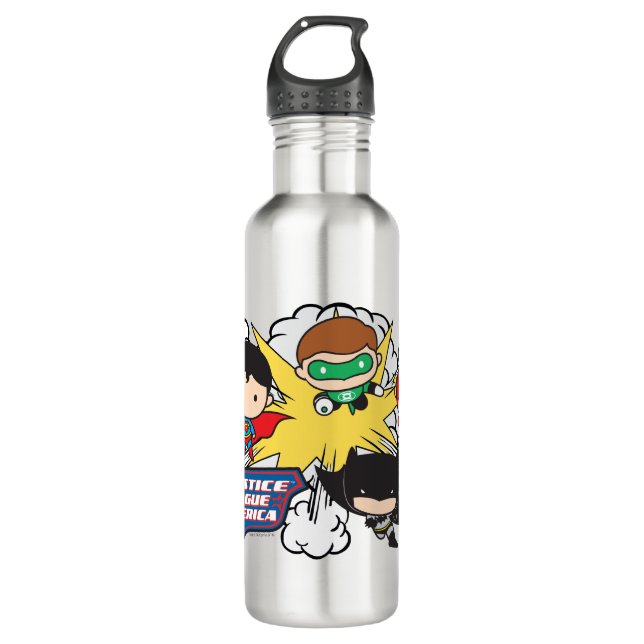 Chibi Justice League of America Explosion 710 Ml Water Bottle (Front)