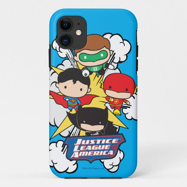 Chibi Justice League of America Explosion Case-Mate iPhone Case (Back)