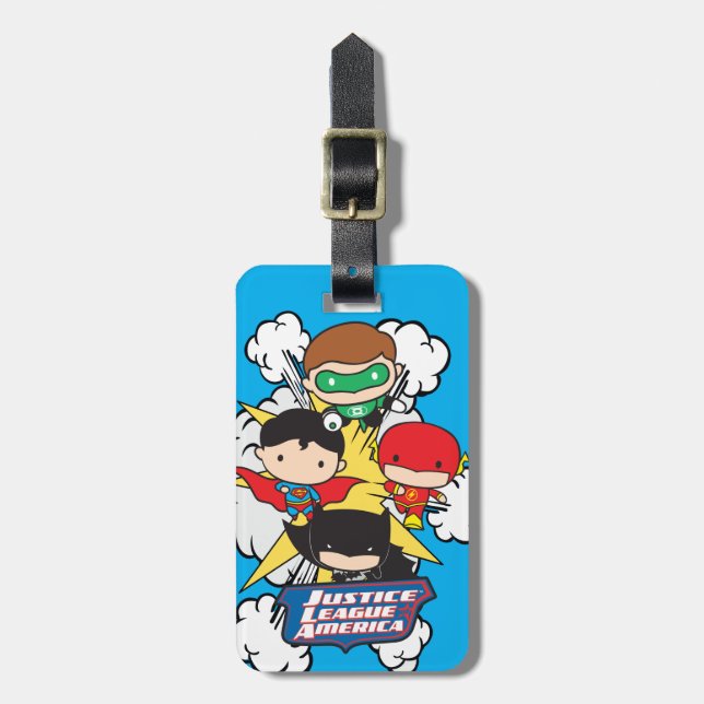Chibi Justice League of America Explosion Luggage Tag (Front Vertical)