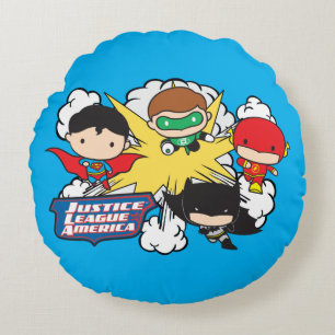 Chibi Justice League of America Explosion Round Pillow