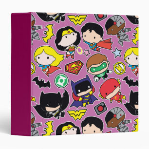 Chibi Justice League Pattern on Purple Binder