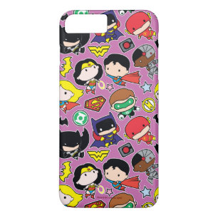 Chibi Justice League Pattern on Purple Case-Mate iPhone Case