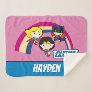 Chibi Justice League Rainbow Sherpa Blanket