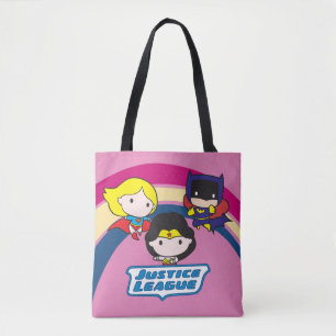 Chibi Justice League Rainbow Tote Bag