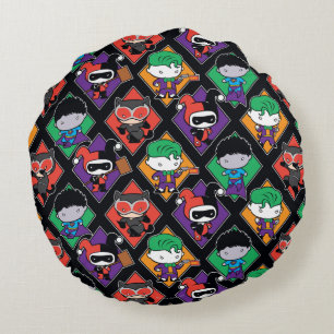 Chibi Justice League Villain Pattern Round Pillow