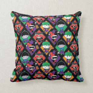 Chibi Justice League Villain Pattern Throw Pillow