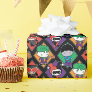 Chibi Justice League Villain Pattern Wrapping Paper