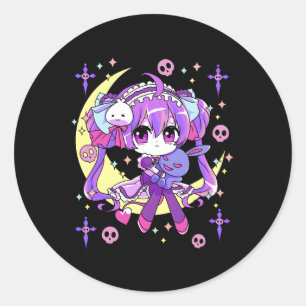 Chibi Kawaii Anime Pastel Goth For Classic Round Sticker