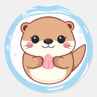 Chibi Kawaii Otter Swimming Sticker – Cute Animal 