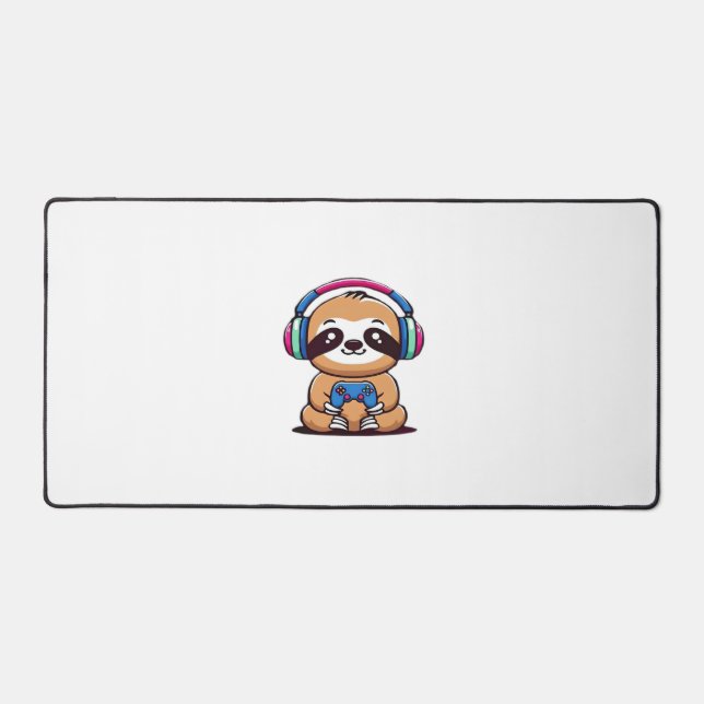 Chibi Kawaii Sloth Gamer - animal drôle mignonne a (Recto)