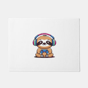 Chibi Kawaii Sloth Gamer � Cute Funny Animal with Doormat