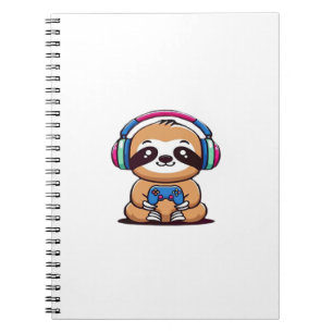 Chibi Kawaii Sloth Gamer � Cute Funny Animal with Notebook