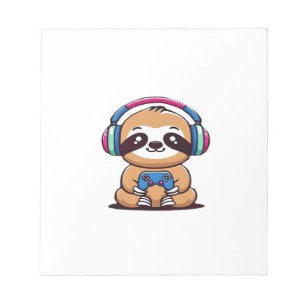 Chibi Kawaii Sloth Gamer � Cute Funny Animal with Notepad