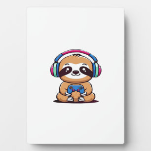 Chibi Kawaii Sloth Gamer � Cute Funny Animal with Plaque