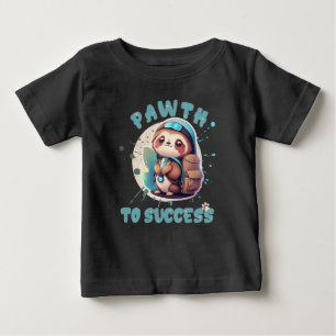 Chibi Kawaii Sloth Name School Year on Back Baby T-Shirt
