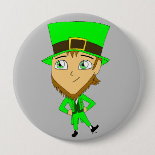 chibi   leprechaun  4 inch round button
