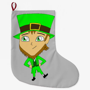 chibi   leprechaun  large christmas stocking