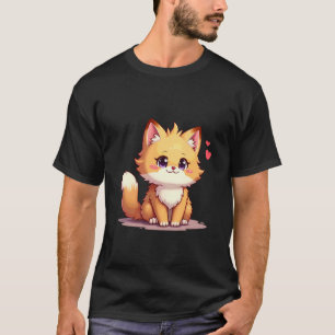Chibi Maine Coon Cat Illustration Design T-Shirt