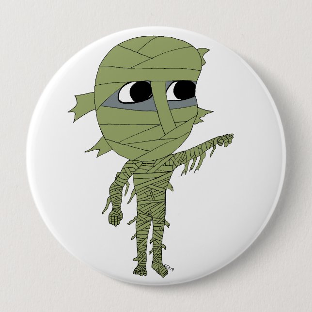 chibi mummy  4 inch round button (Front)
