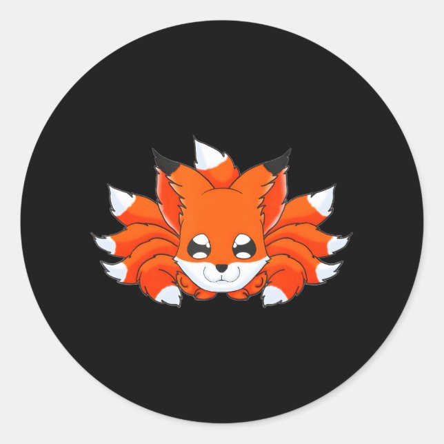 Chibi Nine Tailed Fox Classic Round Sticker (Front)