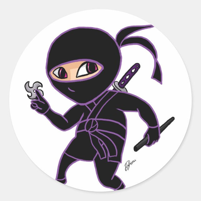 Chibi Ninja Classic Round Sticker (Front)