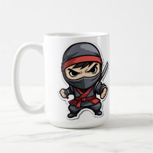 Chibi Ninja Warrior Cartoon - Fierce Martial Arts Coffee Mug