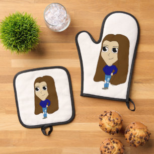 chibi oven mitt & pot holder set
