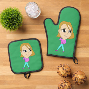 chibi oven mitt & pot holder set