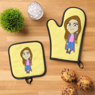 Chibi  oven mitt & pot holder set
