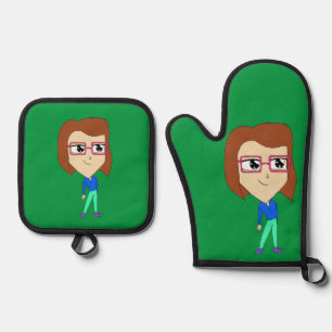 chibi    oven mitt & pot holder set