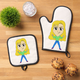 chibi oven mitt & pot holder set