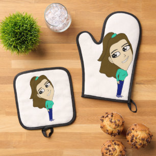 chibi oven mitt & pot holder set