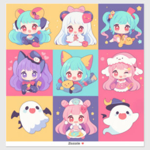Chibi Pop Art Halloween Custom-Cut Vinyl Stickers