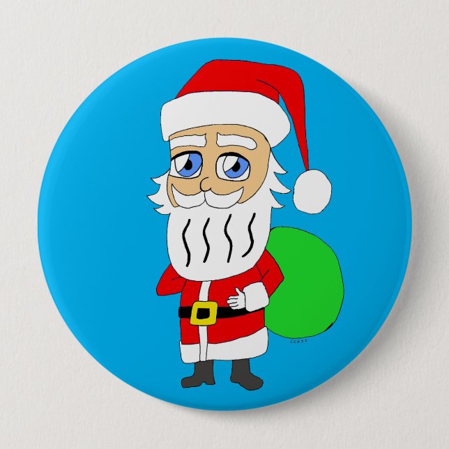 Chibi Santa Claus     4 Inch Round Button (Front)