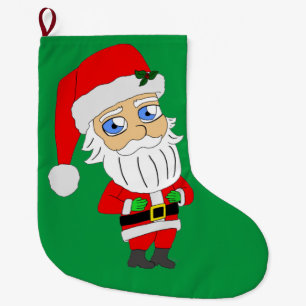 chibi santa claus button large christmas stocking