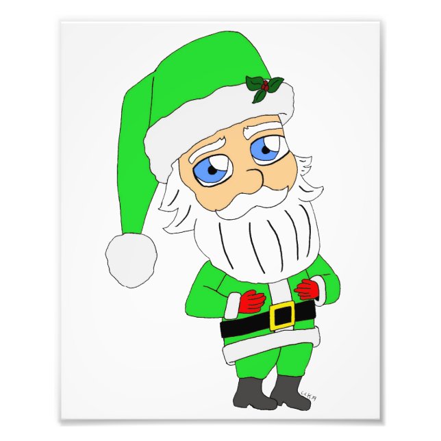 Chibi Santa green suit Photo Print (Front)