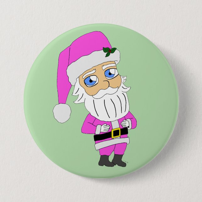 Chibi Santa pink suit 3 Inch Round Button (Front)