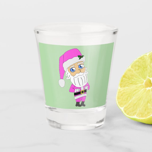Chibi Santa pink suit Shot Glass (Front)
