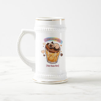 Chibi Siamese Cat Sleeping on Coffee  Beer Stein