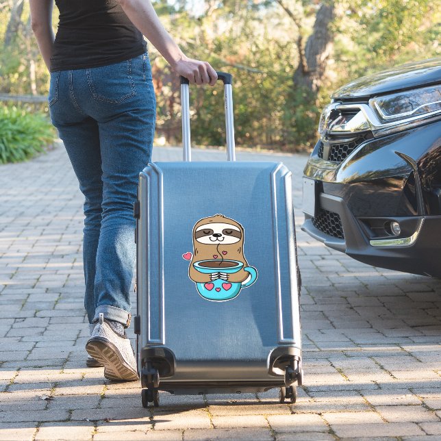 Chibi Sloth Coffee Lover � Cute Kawaii Sloth Huggi (Suitcase Insitu)