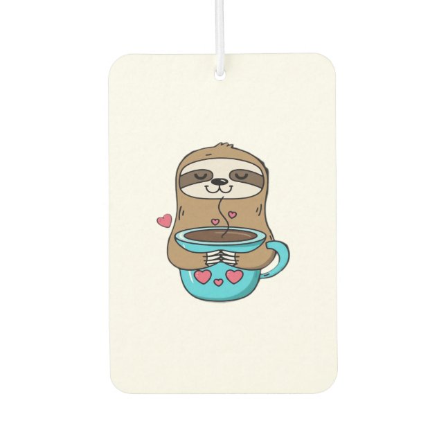 Chibi Sloth Coffee Lover � Cute Kawaii Sloth Huggi Air Freshener (Front)