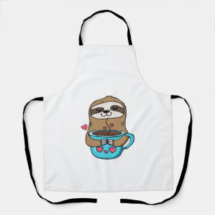 Chibi Sloth Coffee Lover � Cute Kawaii Sloth Huggi Apron