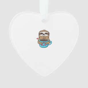 Chibi Sloth Coffee Lover � Cute Kawaii Sloth Huggi Ornament