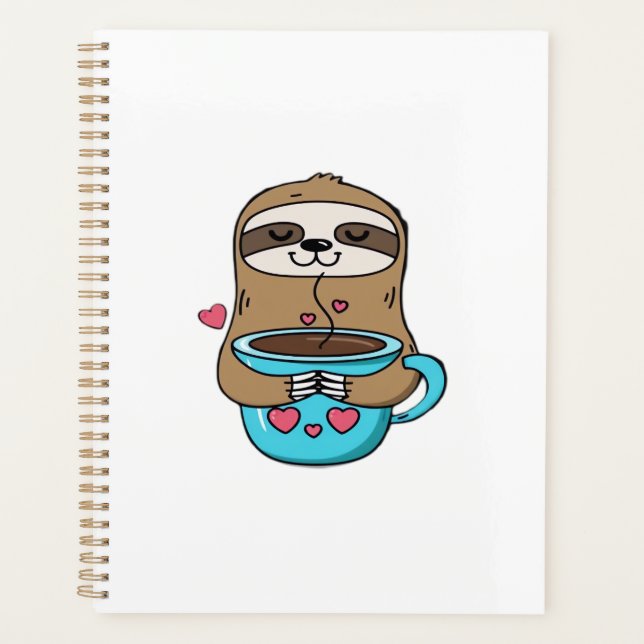 Chibi Sloth Coffee Lover � Cute Kawaii Sloth Huggi Planner (Front)