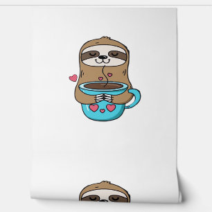 Chibi Sloth Coffee Lover – Cute Kawaii Sloth Huggi Wallpaper