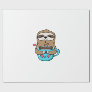 Chibi Sloth Coffee Lover � Cute Kawaii Sloth Huggi Wrapping Paper