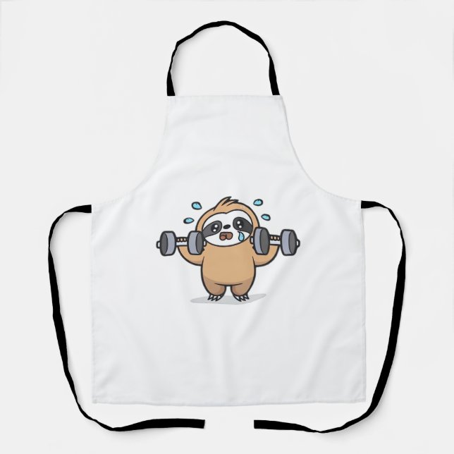 Chibi Sloth Gym Fail – Cute Kawaii Funny Workout A Apron (Front)