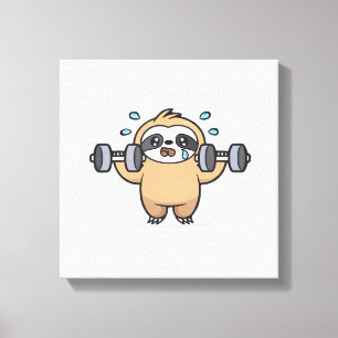 Chibi Sloth Gym Fail � Cute Kawaii Funny Workout A Canvas Print